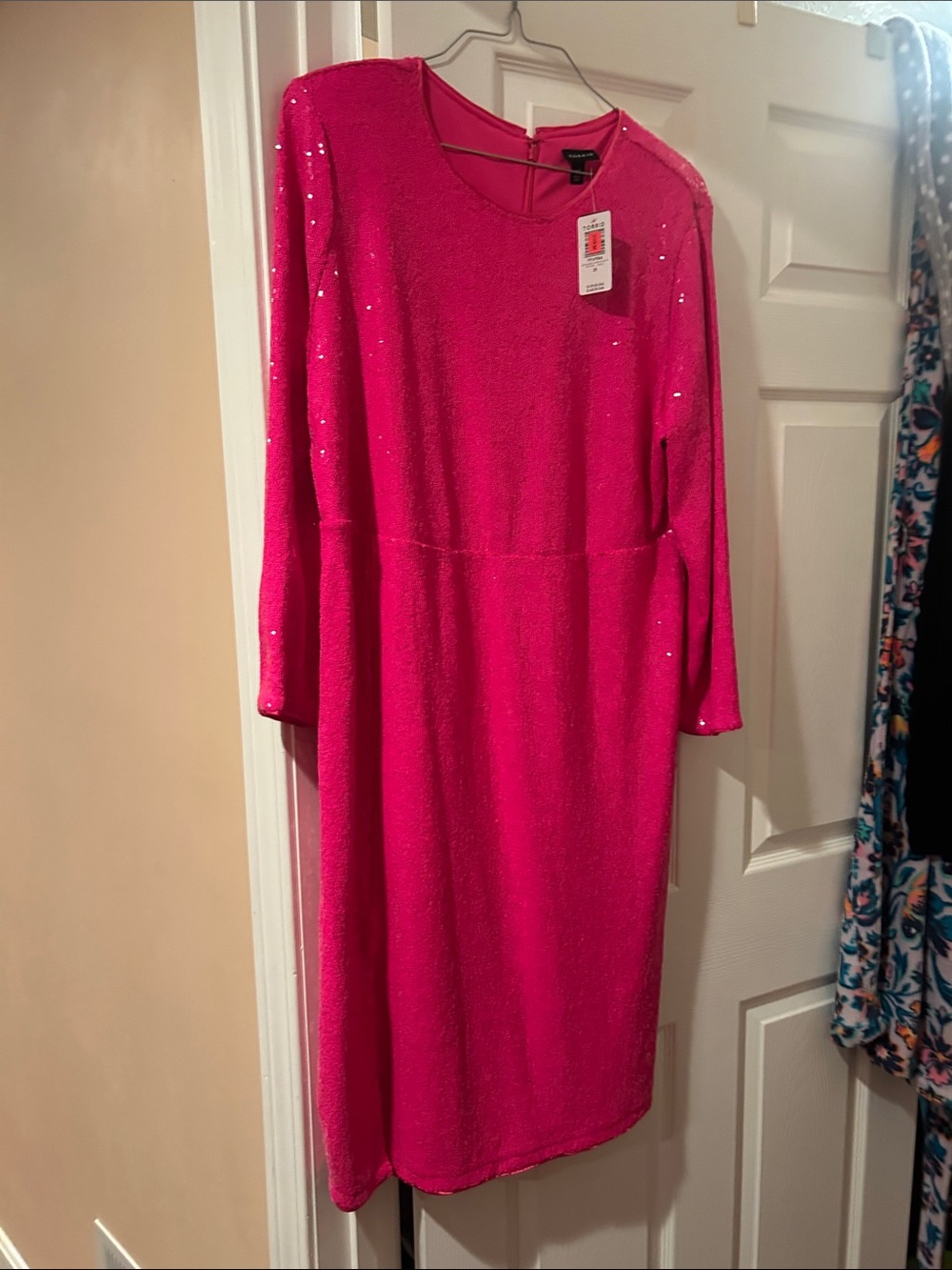 torrid Hot Pink Sequin Long Sleeve Midi Dress